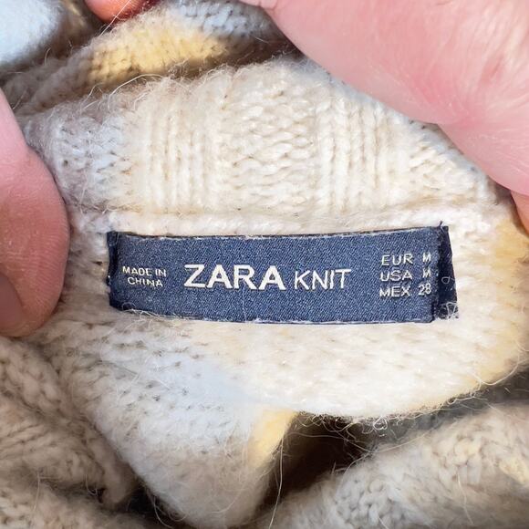 Zara Knit Alpaca Blend Sweater Woman's M Turtleneck Pockets Like a Fluffy Cloud - Picture 2 of 16